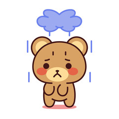 Isolated depressed bear kawaii. Emoji of a bear - Vector