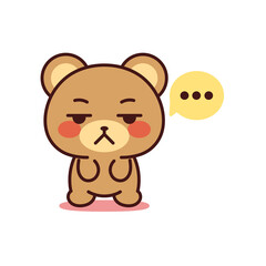 Isolated bored bear kawaii. Emoji of a bear - Vector