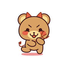 Obraz na płótnie Canvas Isolated devil bear kawaii. Emoji of a bear - Vector