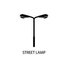 Street lamp black sign icon. Vector illustration eps 10