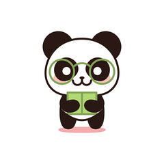 Isolated reading bear kawaii. Emoji of a bear - Vector