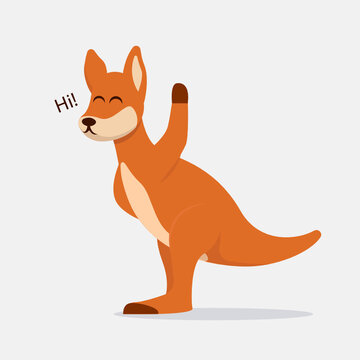 Kangaroo cute mascot logo design illustration