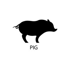 Pig black sign icon. Vector illustration eps 10