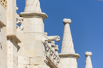 detail of sculptures of The Monastery of Jesus in Setubal, Portugal