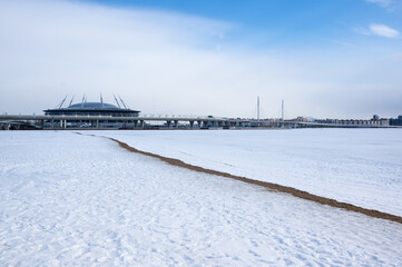 Panoramic view of Saint-Petersburg and the Finnish Gulf