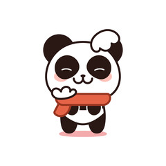 Isolated bear kawaii with scarf and hat - Vector