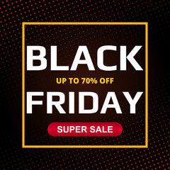 Black friday sale dark abstract background. Commercial banner with halftone effect.