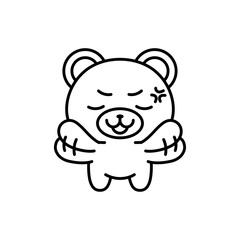 Isolated angry bear kawaii. Emoji of a bear - Vector