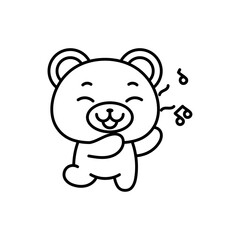 Isolated singing bear kawaii. Emoji of a bear - Vector