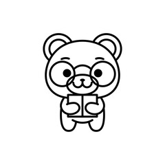 Isolated reading bear kawaii. Emoji of a bear - Vector