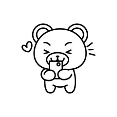 Isolated bear kawaii chatting. Emoji of a bear - Vector