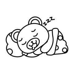 Isolated sleeping bear kawaii. Emoji of a bear - Vector