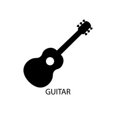 Guitar black sign icon. Vector illustration eps 10