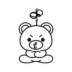 Isolated sitting bear kawaii. Emoji of a bear - Vector