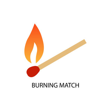 Burning match sign vector icon. Vector illustration eps 10
