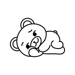 Isolated sleeping bear kawaii. Emoji of a bear - Vector
