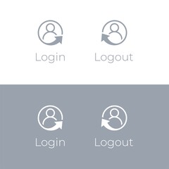 Login icon. Logout icon. Sign in button. Sign up symbol. Register icon. Account sign. User interface. Website and App icons.
