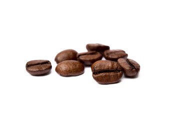 Roasted coffee beans isolated on white background