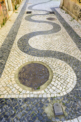 Portuguese pavement, named calacada in Setubal, Portugal.
