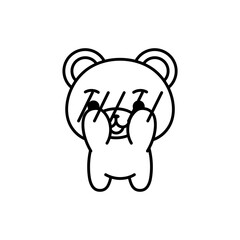Isolated scared bear kawaii. Emoji of a bear - Vector