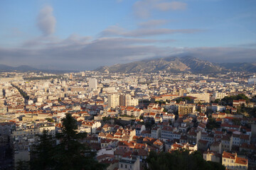 Fototapeta premium Marseille aerial panoramic view. Marseille is the second largest city of France.