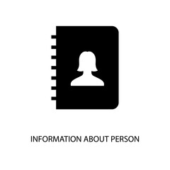Icon of black sign information about person. Vector illustration eps 10