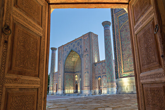 Historical madrassa in Registan Square, Samarkand, Uzbekistan