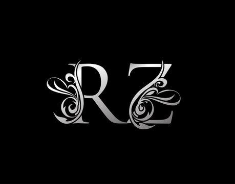 Silver R, Z and RZ Luxury Letter Logo Icon. Graceful royal style. Luxury alphabet arts logo.