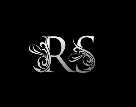Silver R, S and RS Luxury Letter Logo Icon. Graceful royal style. Luxury alphabet arts logo.