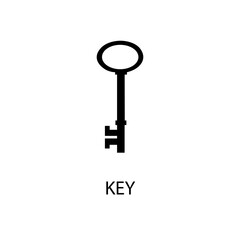 Icon black sign old key. Vector illustration eps 10
