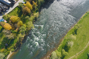 Dunajec river in Malopolska near Kroscienko aerial view