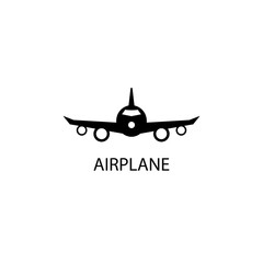 Airplane black sign icon. Vector illustration eps 10