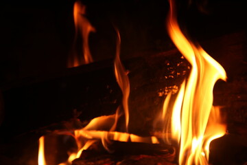 legna che brucia nel camino con fiamma