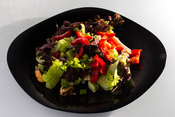 diet salad with peppers onions and cucumbers