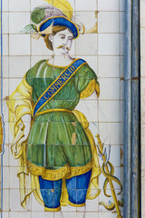 Obraz premium panels of polychrome azulejos on the walls of a beautiful house in Setubal