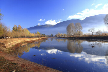 Yunnan Dali Shaxi Heihui River morning scene