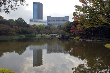 View of the Koishikawa-Korakuen seventeenth-century Garden, with visitors, in Tokyo, Japan