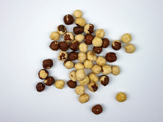 hazelnuts on a white background isolate. 