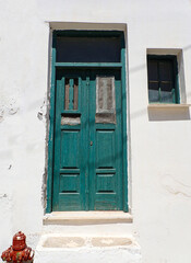 Green Greek village door