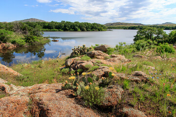 Quanna Parker Lake in the Wichita Mountains Wildlife Refuge of southwestern Oklahoma
