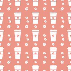 Vector coffee seamless pattern Take away paper cup