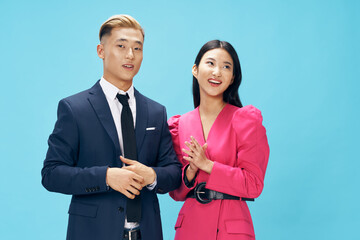 Business people in suits at work employees man and woman 