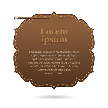 template with space for text, leather label in the form of a beautiful frame in oriental style. Vector, illustration