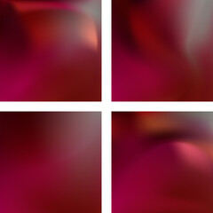 Set with dark red abstract blurred backgrounds. Vector illustration. Modern geometrical backdrop. Abstract template.