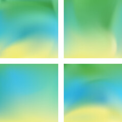 Naklejka premium Set with abstract blurred backgrounds. Vector illustration. Modern geometrical backdrop. Abstract template. Yellow, green, blue colors.