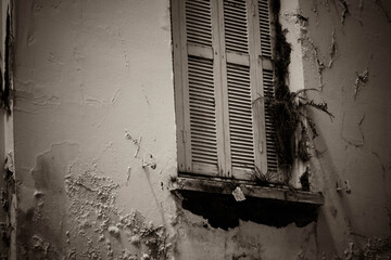 old window in a wall