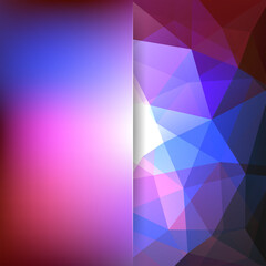 Abstract mosaic background. Blur background. Triangle geometric background. Design elements. Vector illustration. Pink, purple, blue colors.