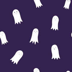 Happy Ghosts Simple Vector Seamless Pattern