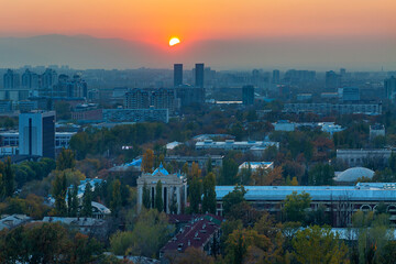Sunset over Almaty, Kazakhstan