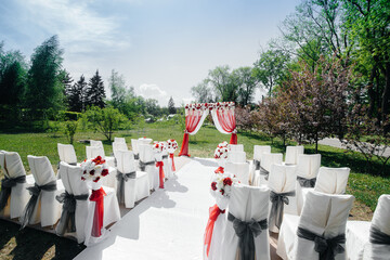 Modern decorated wedding arch, for wedding ceremony. Decor, wedding